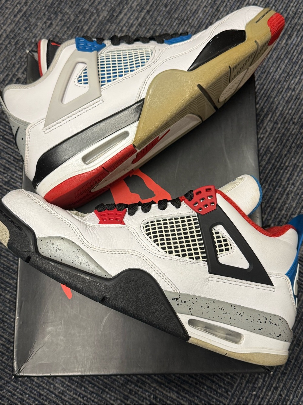 Jordan Retro 4 What The - White Black Red Blue Sneakers